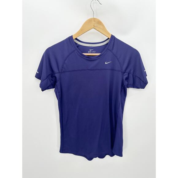 Nke Dr-Fit Running Blue Short Sleeve Tee Scoop Neck Women Size Medium - Picture 1 of 7